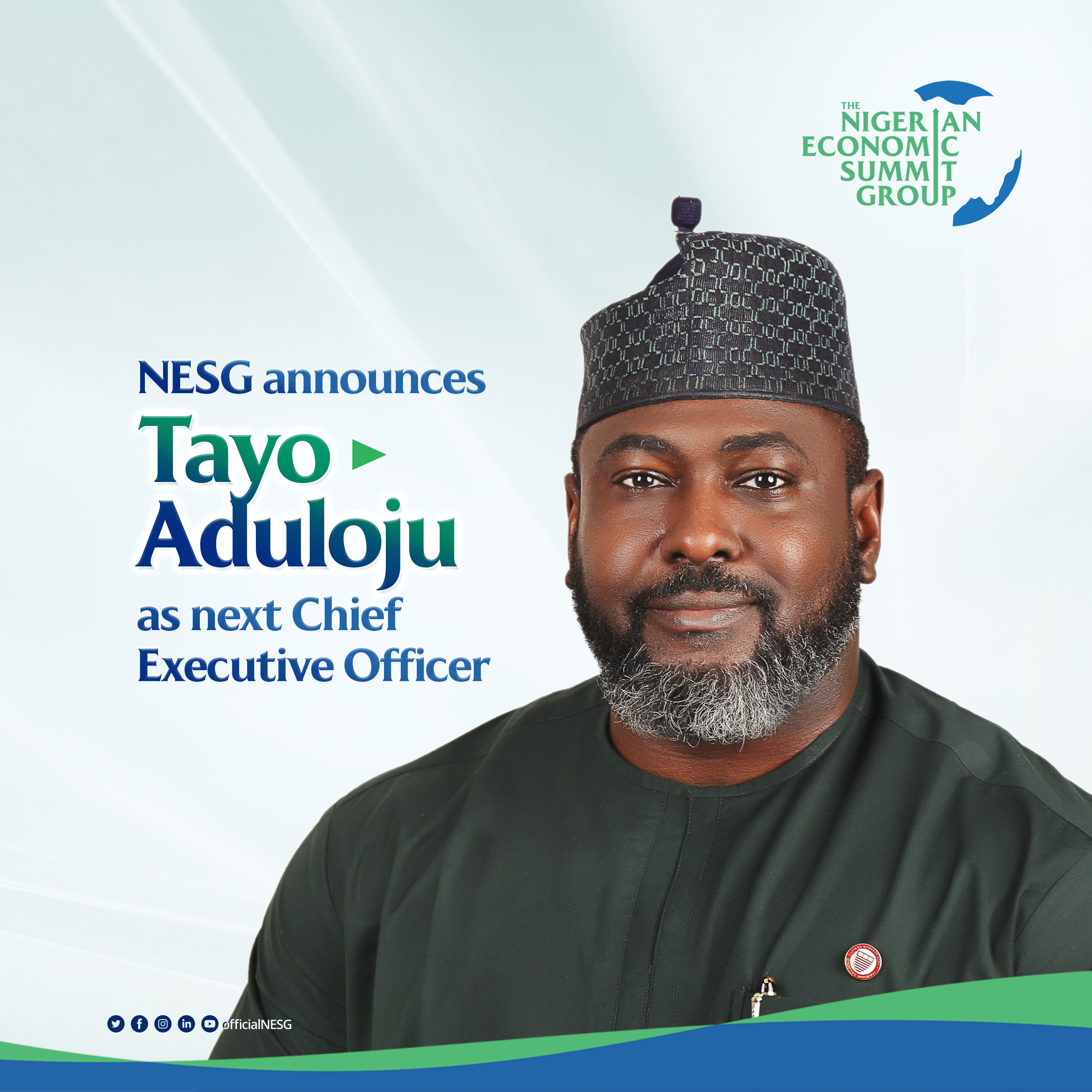 NESG announces Tayo Aduloju as the next Chief Executive Officer