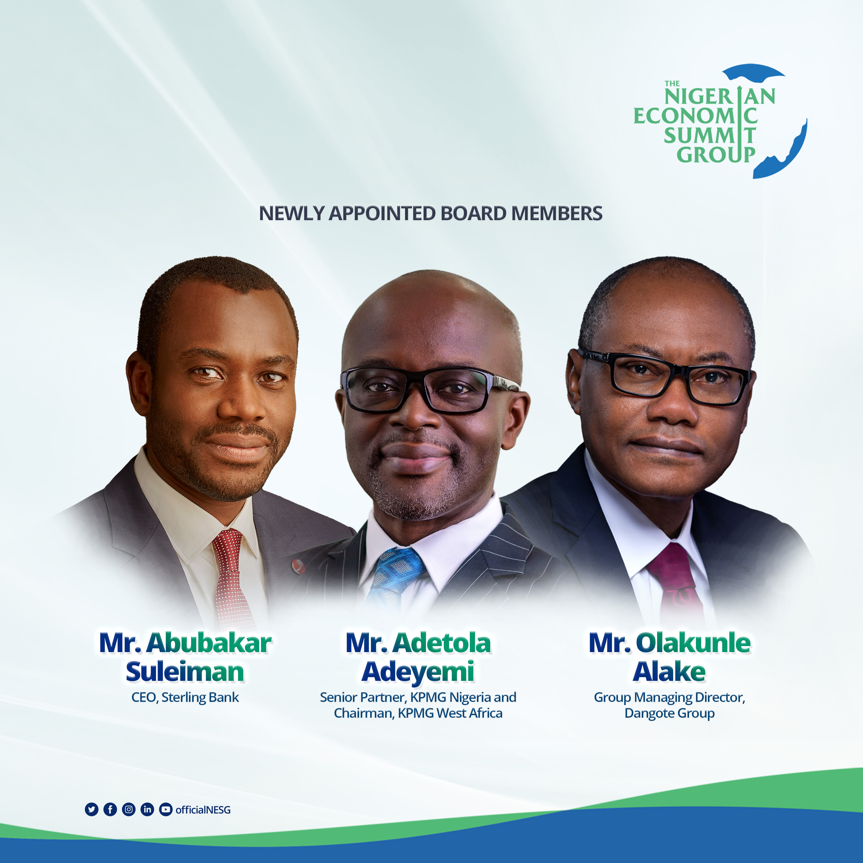 The Nigerian Economic Summit Group | NESG Appoints Suleiman, Alake and ...