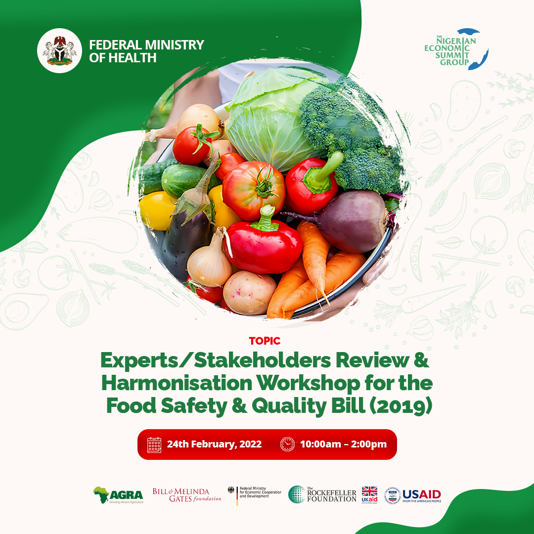 Experts/Stakeholders Review & Harmonization Workshop For The Food Safety & Quality Bill (2019), The Nigerian Economic Summit Group, The NESG, think-tank, think, tank, nigeria, policy, nesg, africa, number one think in africa, best think in nigeria, the best think tank in africa, top 10 think tanks in nigeria, think tank nigeria, economy, business, PPD, public, private, dialogue, Nigeria, Nigeria PPD, NIGERIA, PPD