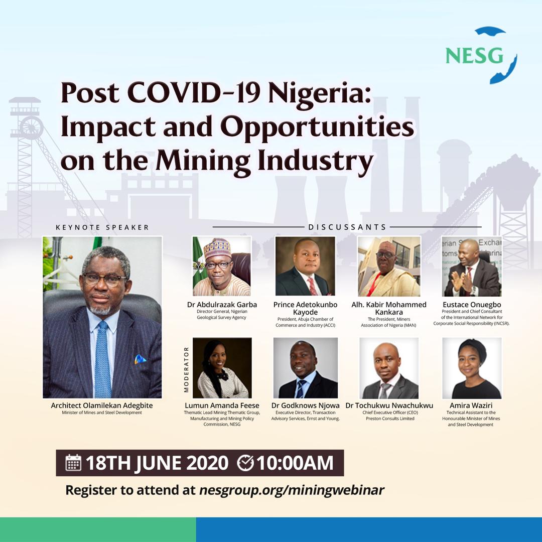 Impact of COVID-19 on the Nigerian mining industry – opportunities and strategies for recovery and transformation, The Nigerian Economic Summit Group, The NESG, think-tank, think, tank, nigeria, policy, nesg, africa, number one think in africa, best think in nigeria, the best think tank in africa, top 10 think tanks in nigeria, think tank nigeria, economy, business, PPD, public, private, dialogue, Nigeria, Nigeria PPD, NIGERIA, PPD